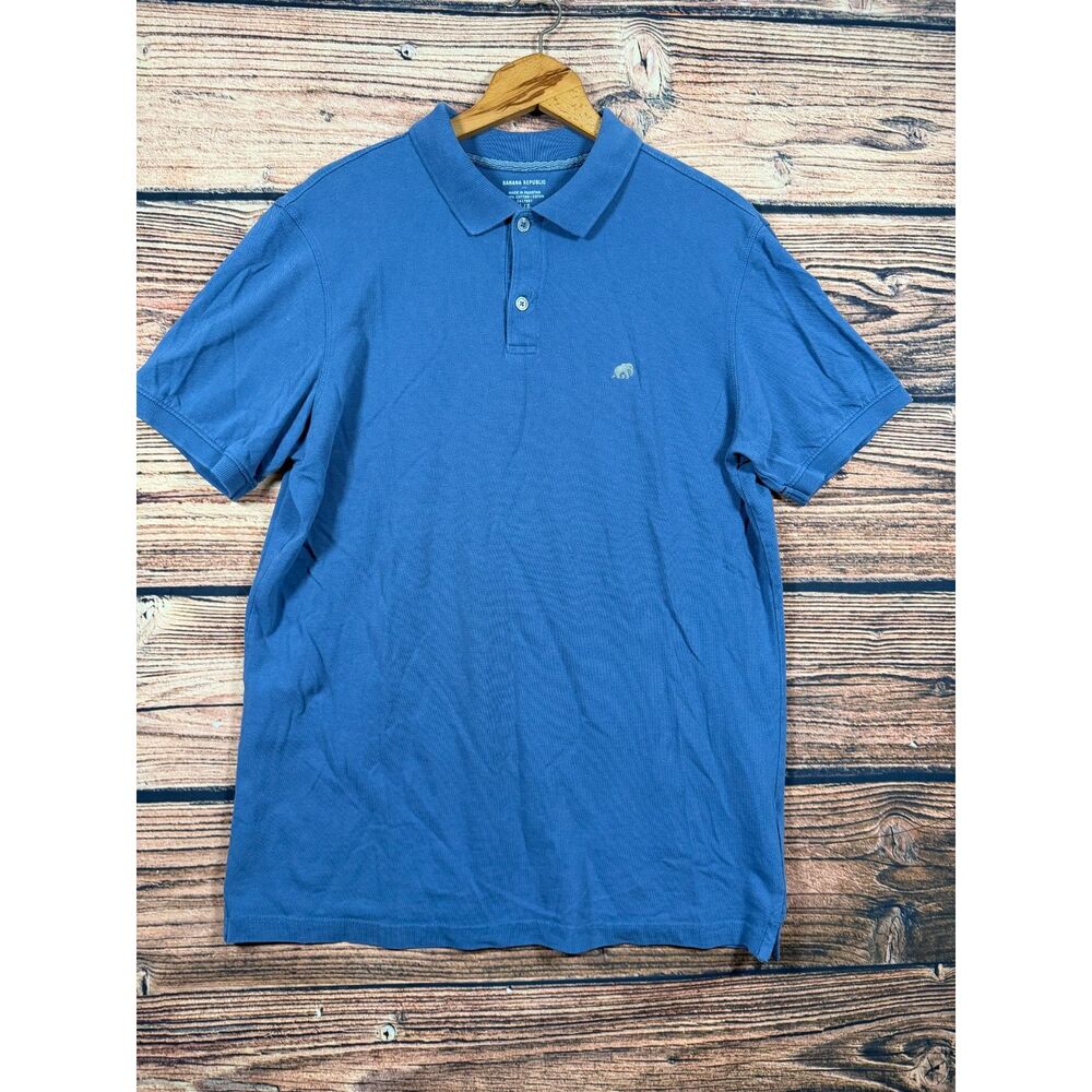 Banana Republic Men's Large Blue Cotton Polo Shirt Elephant Logo 4722